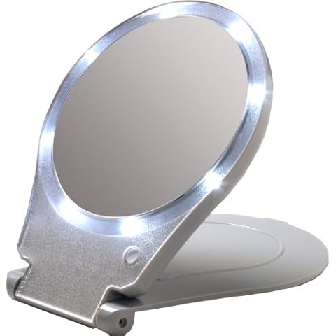 Floxite Tabletop Mount LED Lighted Travel and Home 10x Magnifying Mirror Cover