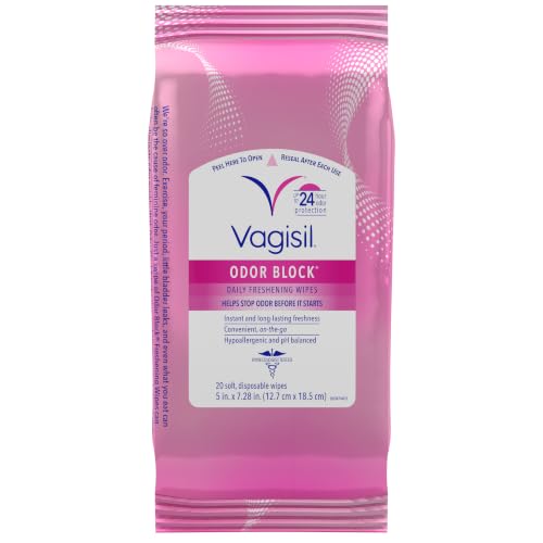 Vagisil Odor Block Daily Freshening Wipes for Feminine Hygiene in...