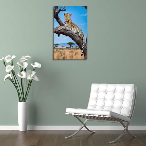 Décoration guépard sur branche moderne à suspendre 20x30