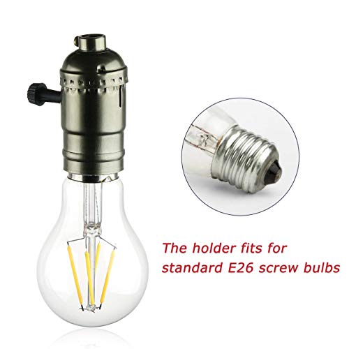 E26 Vintage Light Socket,Standard Medium Screw-In Lamp Socket Holder For Edison Bulbs-4 Pack Vintage Bronze With Turn Knob #TOP1