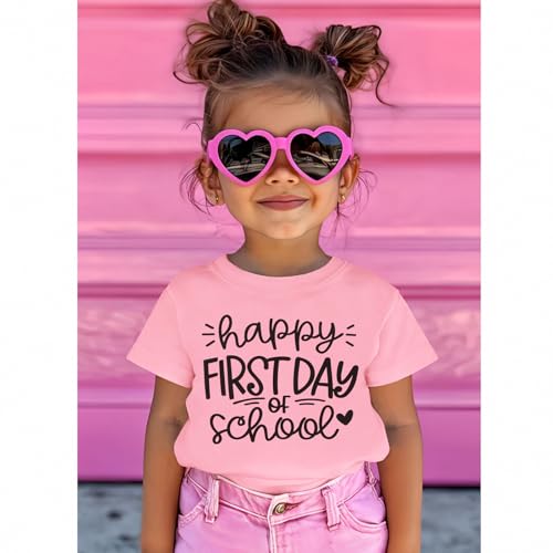 Image of Girls Boys Happy First Day of School Shirts Kid Back to School T-Shirt Kindergarten 1st 2nd Grade Outfits Tees Tops