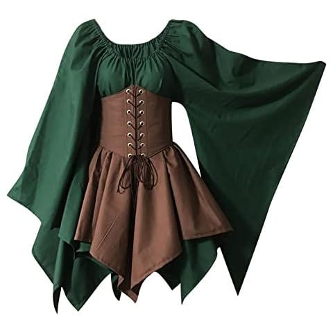 BlueSnow Halloween Women's Mid Century Victorian Dress High Low Ball Gown Puffy Sleeve Gothic Renaissance Dress (5XL, Y2) Cover