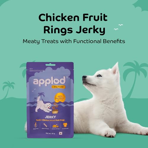 Image of Tender Chicken Mix Fruit Rings Dog Treats | Made Chicken Breast | High Protein, Low Fat, Grain-Free Reward Snack for Dogs | 50g