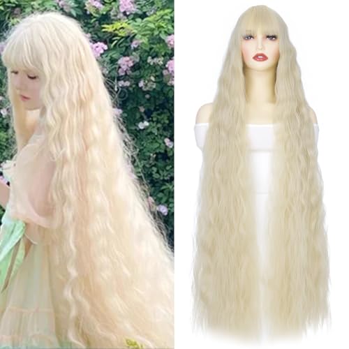 Rose bud Rapunzel Wigs Long Wavy Curly Wig with Fringe...