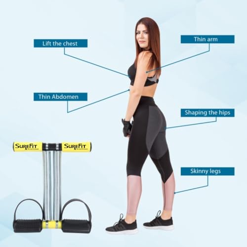 Image of SUREFIT Tummy Trimmer with Dual Spring & Push-Up Bar Combo | Full Body Home Workout Kit for Men & Women | Core, Arms, Chest & Abs Fitness Pack