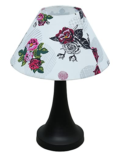 Image of Homesake Black Cone Crystal Metal Table Lamp for Living Room, Lamps for Bedroom, Modern Bedside Light, Decorative Night Lamp for Bedroom, Study, Office, Home Decor Lighting, Urn, Rose Shade