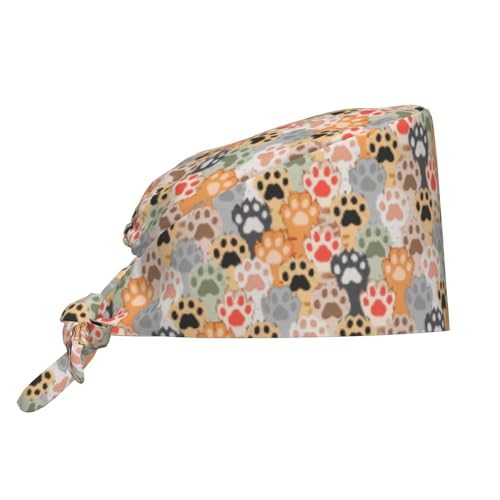 Image of Working Cap Scrub Cap with Sweatband Adjustable Unisex Tie Back Hat for Cleaning Farm Nursing