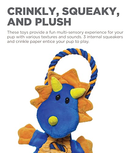 Charming Pet Ropes-A-Go-Go Dragon Interactive Plush Squeaky Dog Tug Toy #TOP4