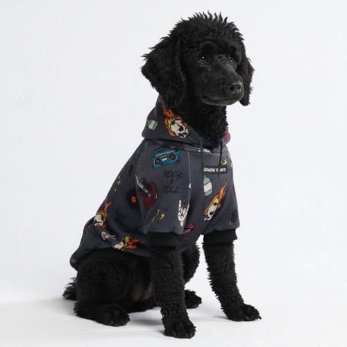 Image of Spark Paws Dog Hoodie - Premium Dog Sweater for Small, Medium, and Large Dogs | Warm Outfits for French Bulldogs, Pitbull, Puppy, Winter Jacket Alternative - Rock and Roll -3XL