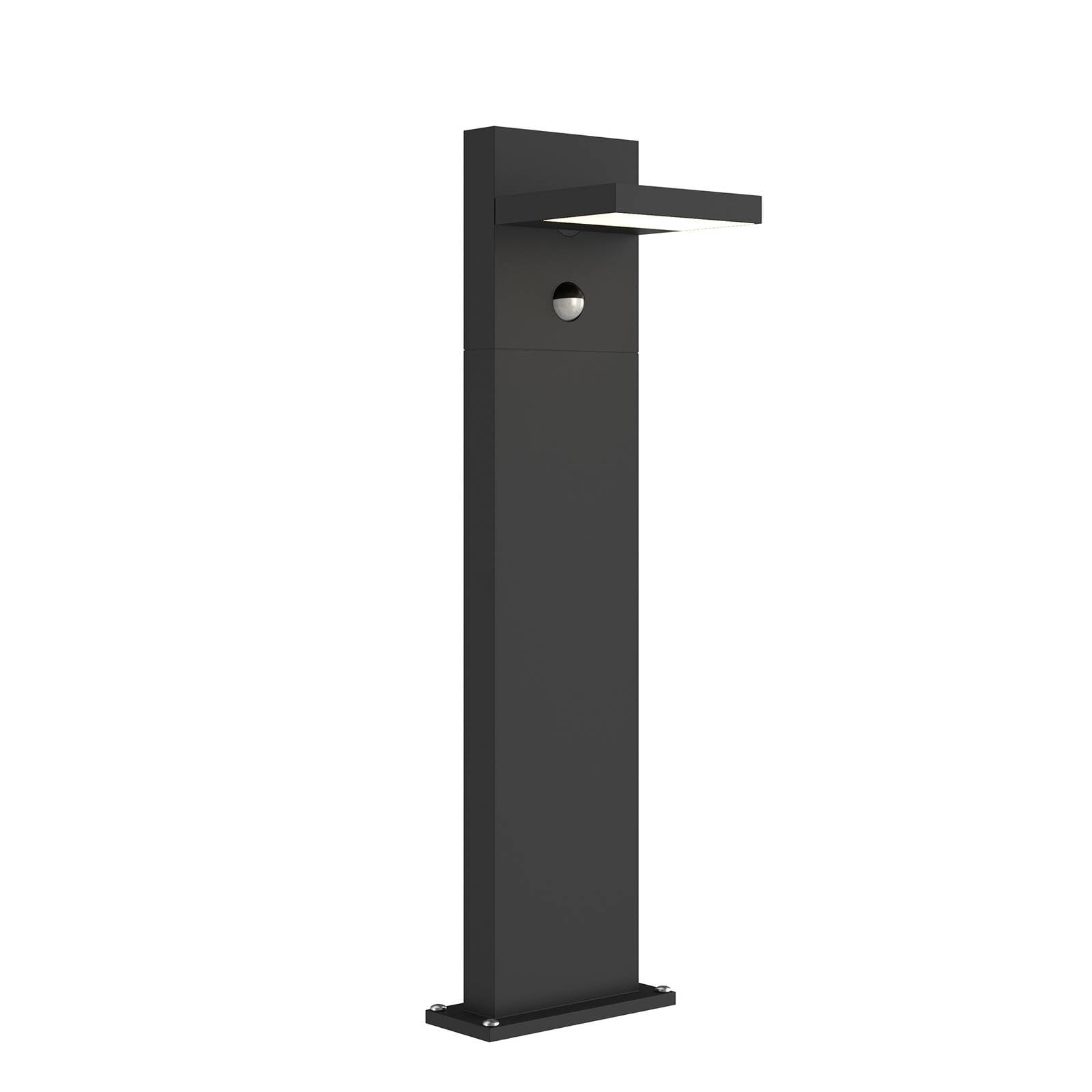 Lucande LED Außenleuchte Silvan mit Bewegungsmelder (spritzwassergeschützt (Modern) in Schwarz aus Aluminium (1 flammig,) - Wegeleuchte Pollerleuchte Wegelampe Sockelleuchte