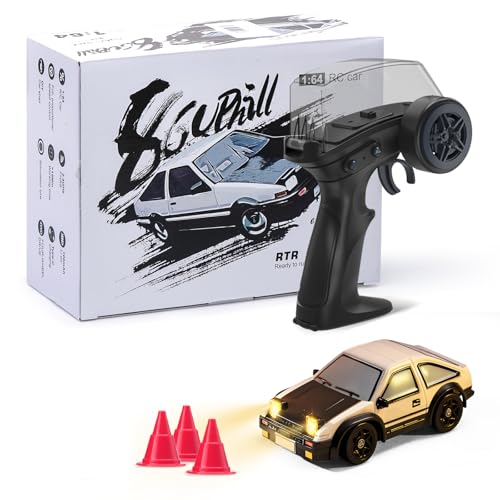 Mini RC Drift Car for Adults, 1/64 Rc Small RC Car Desktop Remote Control Cars with LED Lights...