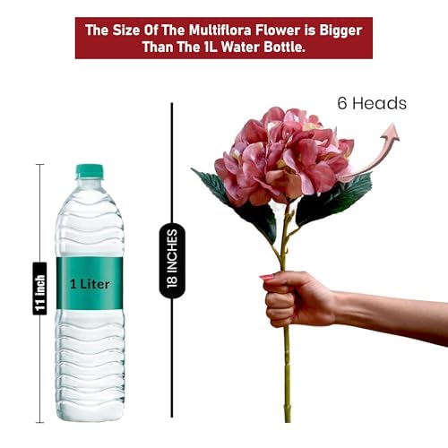 Image of Art Street Artificial Pink Hydrangea Flower Stick for Vases| Faux Flowers| Ideal for Home Decor |Items for Living Room |Christmas Day, New Year Decor| 6 Head Flower|Size: 18 Inch (Set of 4)