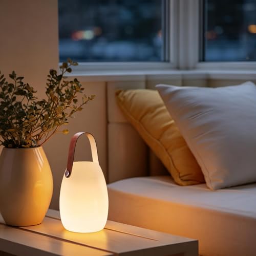 Image of uuffoo 2 Pack Rechargeable Portable Table Lamp, Cordless RGB Lantern with Remote, Decorative LED Night Light, IP44 Waterproof Indoor Outdoor Lamp for Bedroom Patio Garden Wedding Party