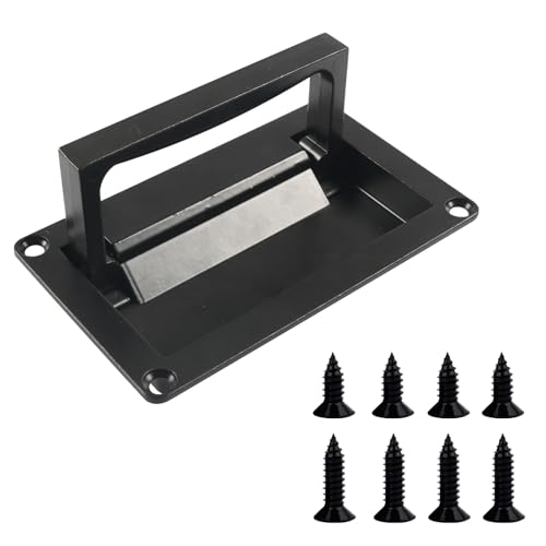 SWKTSWK Recessed Pull Handle, Black Concave Embedded Door, Hatch Pull Handle with Stainless Steel Screws, Zinc Alloy Adjustable Door, for Toolbox Deck Hatch Ship Cabinet