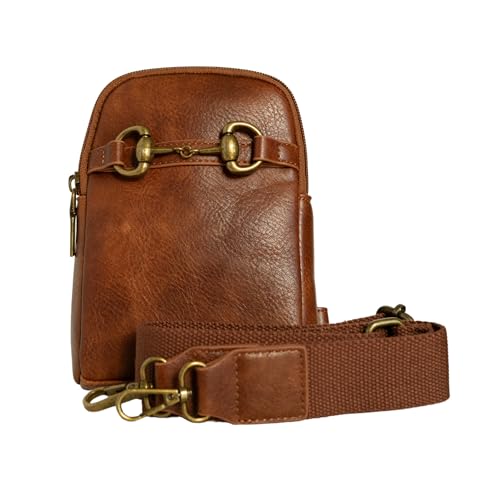 AWST Int'l Snaffle Bit Crossbody Phone Bag-Dark Brown
