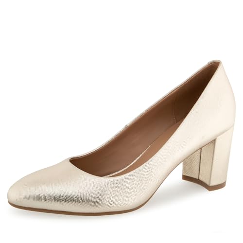 Aerosoles Women's Betsy Pumps, Soft Gold Metallic Textured Faux Leather, 5M