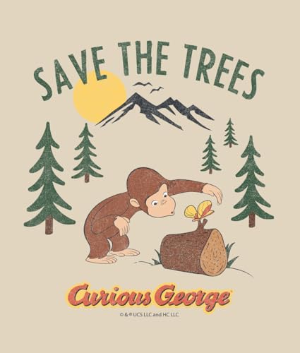 Riot Society Curious George Save the Trees 2.0 Mens Hoodie - Sand, X-Large