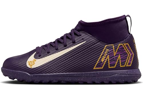 Nike Jr. Mercurial Superfly 10 Club Big Kids' TF High-Top Soccer Shoes (HJ6933-500, Grand Purple/Pale Ivory)