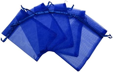 RakrisaSupplies 100Pcs Royal Blue Organza Bags 6x9" w/Drawstring | Accurate Sizing, Reinforced Stitching & Crease Free Sheer Organza Pouches | OB69-07