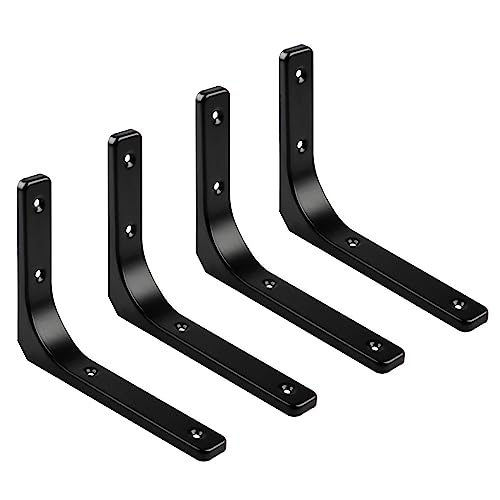 Hwtcjx 4er Set Regalhalterung, Regalkonsolen, Wandkonsole, Regalwinkel, Regalhalter, 90 Grad Regalträger Metall Konsole für Bücherregale, Lagerregale, Werkstatt (150 x 125 x 20 mm, Schwarz)