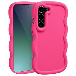 HMSSIQI Wave Case for Samsung Galaxy S23+ / S23 Plus 5G (6.6-Inch), Cute Curly Wavy Frame TPU Back Cover for Girls Women, Silky Touch Soft Phone Case Shockproof Protective Bumper Cover, Hot Pink