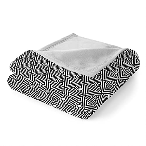 Couverture douce lit et canapé en flannel noire et blanche grand format