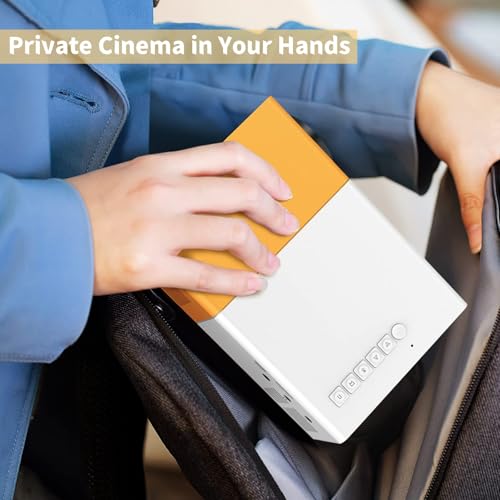 Image of ZoTronico-Portable-Mni-Smart-Projector-Compatible with Phone Laptop pendrive 60inch Projection | FHD Support (Yellow White, with HDMI Remote)