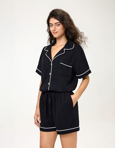 Image of BESTOUCH Womens Pajama Sets: 100% Cotton Muslin Linen Feel