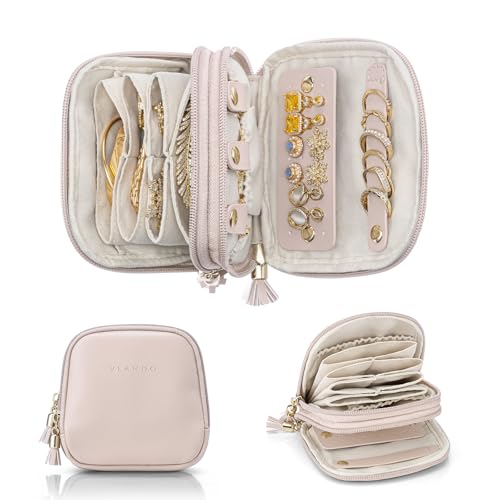 VLANDO 2-Layer Travel Jewelry Organizer for Rings,Earrings,Necklaces