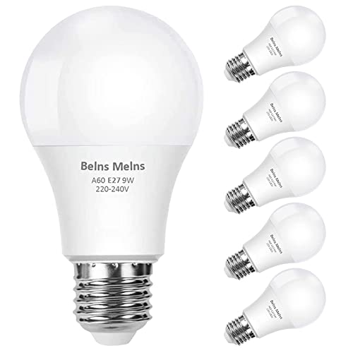 Bombilla LED E27, 9 W (equivalente a 60 W), luz blanca cálida, no regulable, 6 unidades Cover