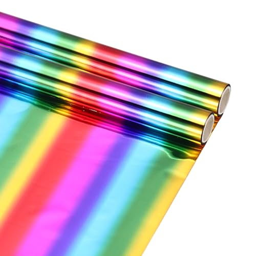 QUARKZMAN 2 Piezas Rollo De Lámina Metálica laser Termoactivada Multicolor Para Estampado En Caliente Láminas De Transferencia Decorativas Brillantes DIY 6' Ancho X 10 Pies Largo