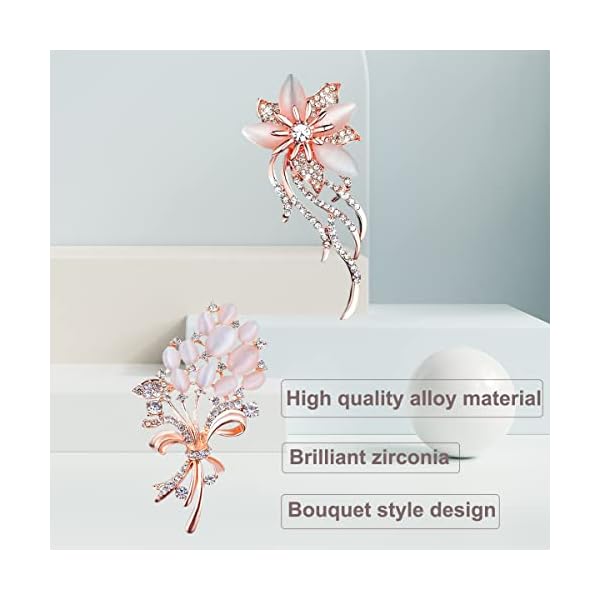 2 Pieces Corsage Brooches Pin for Women, Bridal Classy Wedding Crystal Bouquet Corsage for Women Girls Costume Accessory(White) - Image 4