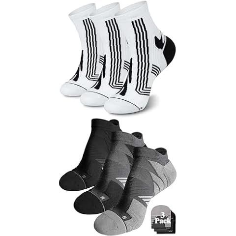 Hylaea Adult Coolmax Athletic Running Socks with Cushion Seamless Toe, No Show and Quarter Length White Black Grey Large Cover