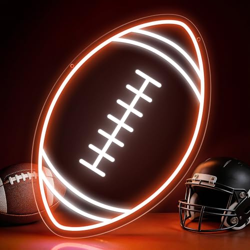 Football Neon Sign Dimmable 16 x 10 In Football LED Sign with USB Power and ON/OFF Switch Football Wall Decor for Boys Room Teen Bedroom Man Cave Game Room Football Gifts for Kids and Fans