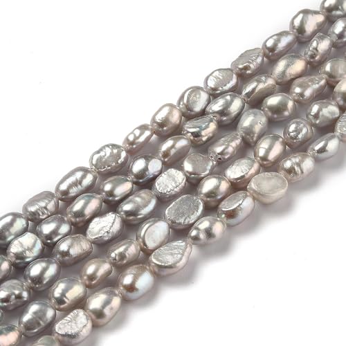 Beadthoven 48pcs Natural Cultured Freshwater Pearl Beads Gray Rice Baroque Freshwater Pearl Beads for Craft Jewelry Making Hole: 0.5mm - Image 3