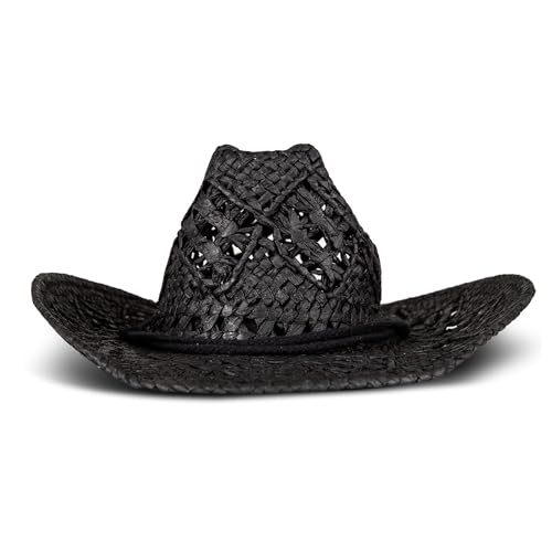 Lucky Brand Women's Straw Cowboy Hat | Rope Design | Western | Style | Fashion | Sun Protection | Breathable, Woven Straw - Black by Lucky Brand - Image 2
