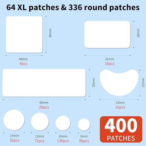 Image of Daolyo Large Pimple Patches for Face, 8 Sizes 400 Counts XL Acne Patches, Big Hydrocolloid Bandages for Body, Chin, Forehead, Chest, Back Zit Breakouts (Strip, Square, Round, Moon)