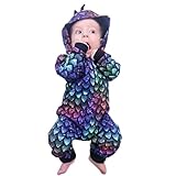 Yuemengxuan Newborn Infant Baby Boys Girls Cartoon Dragon Dinosaur Hooded Romper Jumpsuit Pajamas Outfits (Multicoloured, 6-12Months)