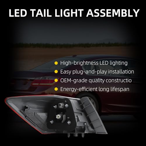 Image of Dasbecan LED Tail Light Assembly Compatible with 2013-2015 Honda Accord Sedan EX-L Touring Rear Lamp Taillight Right Passenger Side Replace# 33500T2AA12