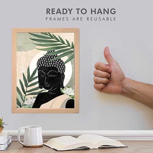 Image of Chaka Chaundh - Suitable buddha quotes wall frames - Buddha frame with quotes for home & office - inspirational Motivational Gautam buddhas quotess with frame - (14 X 11 inches - set of 2)
