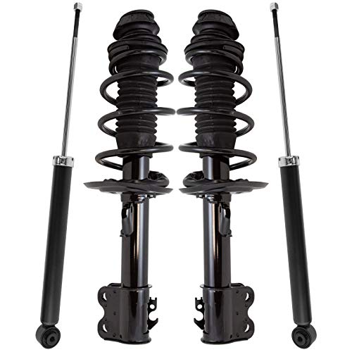 Image of TRQ Front and Rear Complete Strut Assembly & Shock Absorber Kit Complete Strut & Coil Spring Assembly Compatible with 2012-2015 Toyota Yaris