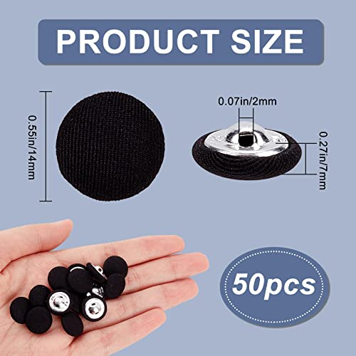 GORGECRAFT 50PCS Cloth Shank Buttons Round Shaped Sewing Button Women Suit Woolen Coat Male Jacket Shirt Trousers Fabric Cloth Covered Overcoat Garment Fastener Accessories - Image 2