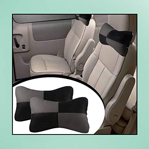 Image of Adroitz Grey Car Cushion in Check Design Material Leatherette 263