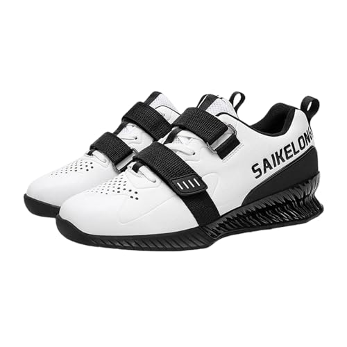Powerlifting Shoes,Deadlift Powerlifting Trainers,Weightlifting Shoes for Men Women,Deadlifting Hook and Loop Lace-Up Gym Shoes,Soft Design,Flexible,for Men Gym Training Squat Sneaker Black
