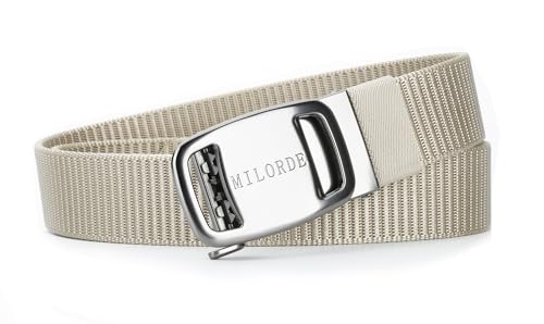 MILORDE Men's Ratchet Nylon Web, 35MM, Dressy Casual Work Belt with Automatic Buckle Quick Release, Full Adjustable