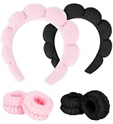 ACO-UINT 6Pcs Spa Headbands and Wrist Washbands Set, Skincare Headbands Makeup Headband Sponge Fa...
