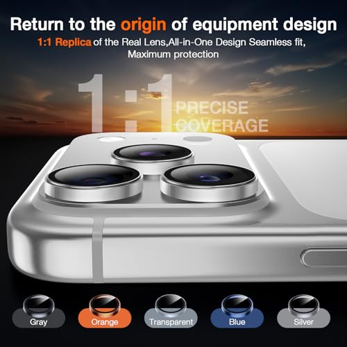 Image of LK 2 Pack for iPhone 17 Pro /17 Pro Max Camera Lens Protector [Top 9H+ Military Grade Shatterproof] One-Click Installation, Ultra-Tough HD, Individual Lens Protectors Scratch-resistant, Silver,2 Pack