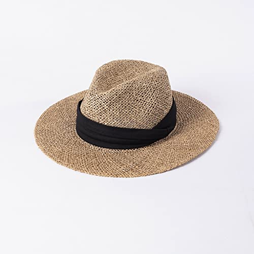 Chapeau de soleil jazz en jonc de mer pour femme avec ruban