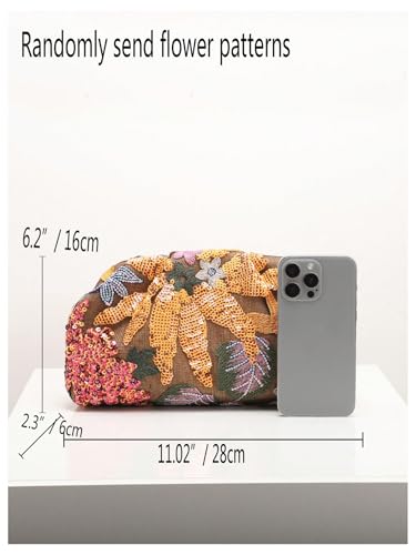 Image of QWINEE Women Floral Embroidery Sequin Pearl Glitter Party Purse Vintage Evening Handbags