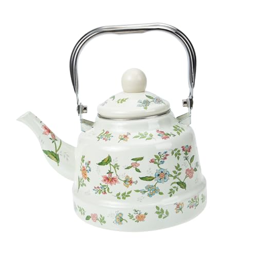 Cabilock Enamel Tea Kettle Stovetop Compatible Teapot for Brewing Fruit Herbal Tea Kitchen Essential with Heat Resistance